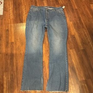 Women’s size 18, tall extra high rise, kicker boot, cut jeans inseam 34 inches